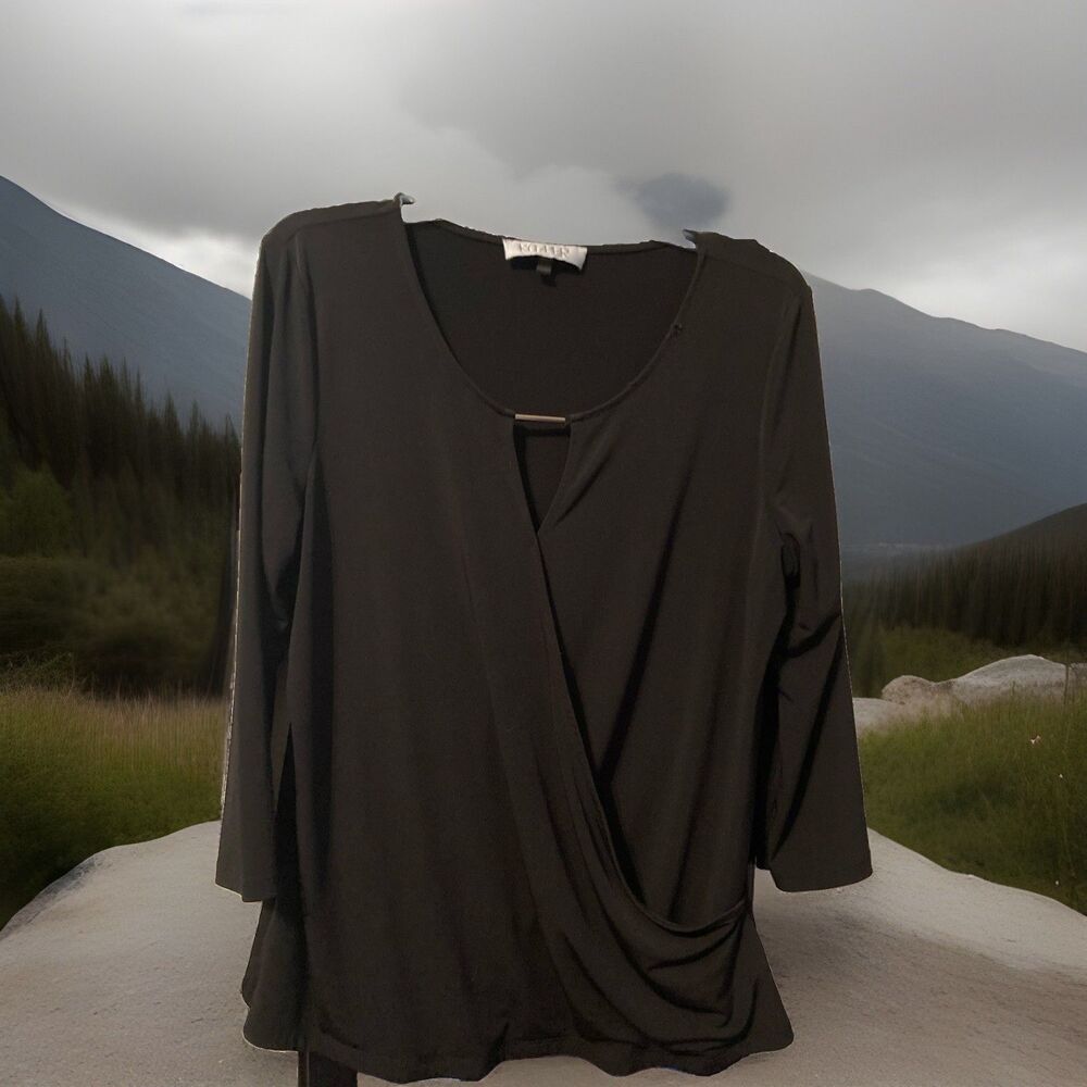 Kasper Top Large Black Good Condition Stretch Lightweight